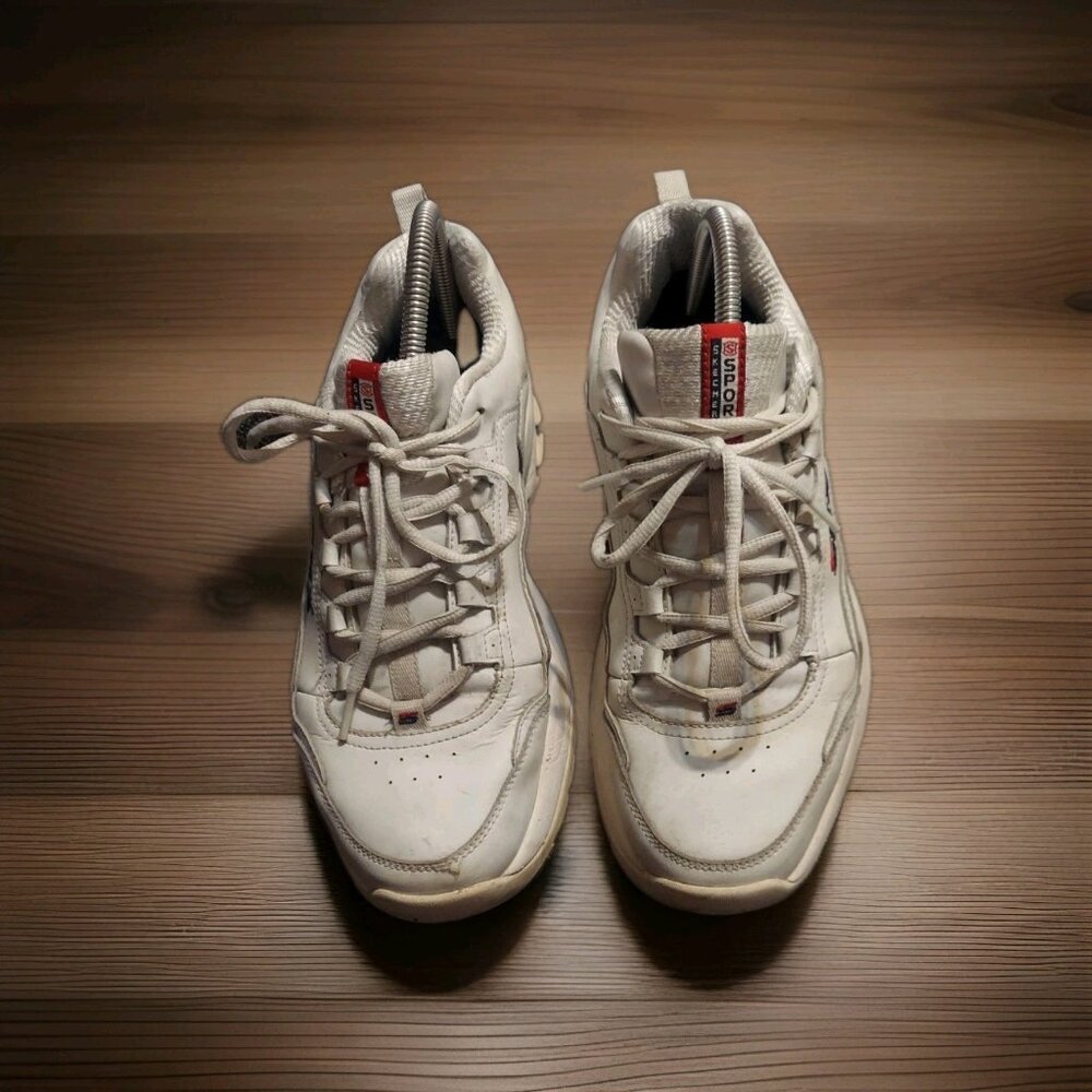 Skechers Sport Mens10 Med Walking Shoes Athletic Sneaker White Leather‎ Comfort